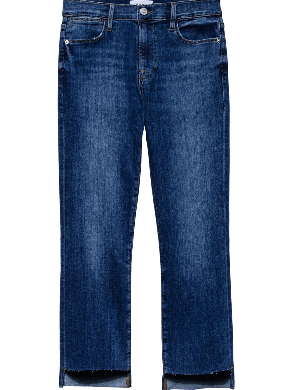 Frame Denim le high straight stagger raw hem jeans in orlena sz 26